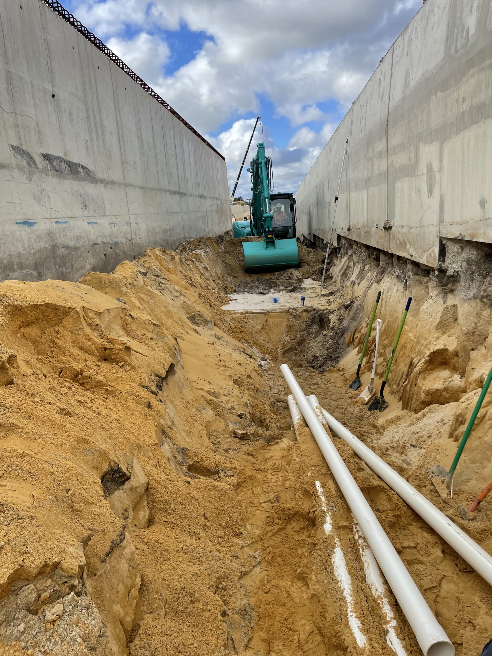 laying pipework on the ground at the Bayswater Station Project